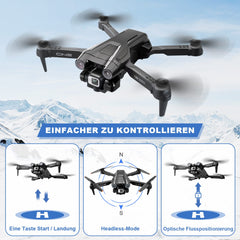 Drone with 4K Camera, Foldable RC Drone RC Quadcopter with 1080P HD Dual Camera, FPV Transmission, 2 Batteries, Gesture Control, Altitude Hold, One-Key Takeoff/Landing 3D Flips for Beginners (Black)