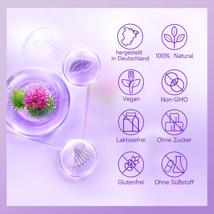 Liver Complex Milk Thistle 8-fold High Dose 120 Capsules with Choline Inositol Turmeric Aritchoke Dandelion 80% Silymarin Supports Normal Thyroid &amp; Liver Function Liver Test Winner Vegan