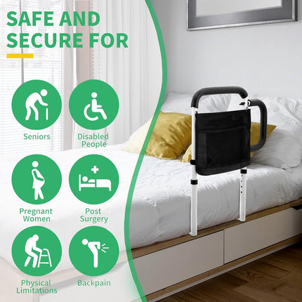 Jolitac bed handle, standing aid, bed support aid, support handle, bed rail with side handle, height adjustable, bed railing, help when getting in and out
