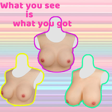 PHOXBOBG Silicone Breast Forms Round Neck Artificial Breasts CG for Crossdresser Transgender