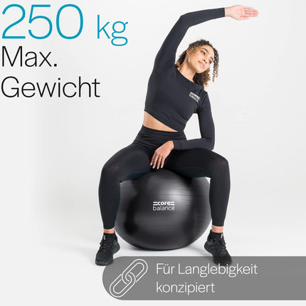Core Balance, burst-proof exercise ball - for fitness, yoga, pregnancy - 55cm, 65cm, 75cm, 85cm - incl. air pump