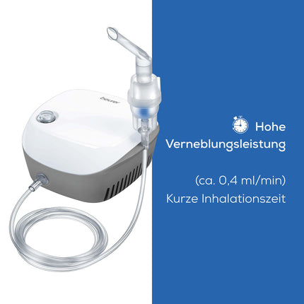 Beurer IH 18 Inhaler with Compressor Air Technology, Inhalation Device for the Treatment of the Upper and Lower Respiratory Tract, Suitable for Adults and Children, White, 8-Piece Set