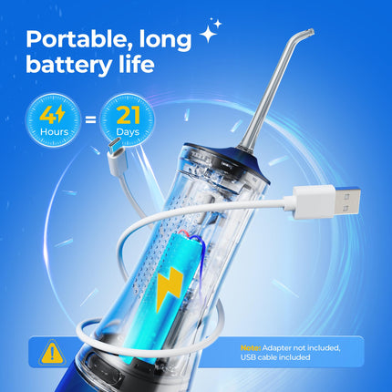 Operan Cordless Oral Irrigator, Portable Electric Dental Irrigator with 4 Modes and 4 Nozzles, 300ml Oral Irrigator, Test Winner for Removing Food Residue and Cleaning Teeth (Black, 1 Pack)