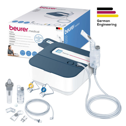 Beurer IH 28 Pro Inhaler, nebulizer set with high-quality silicone masks &amp; nasal douche, high nebulization performance, inhalation device for respiratory therapy, for children &amp; adults