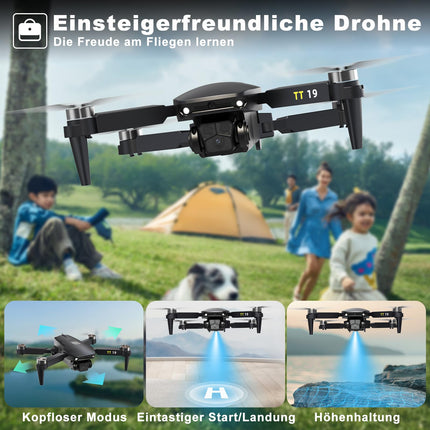 TT19 Mini Drone with Camera 180° Obstacle Avoidance 40KM/H Maximum Speed ​​RC FPV Drones for Beginners Adults Brushless Motor Drone 5G Wifi Adjustable Camera 1080p Foldable Quadcopter