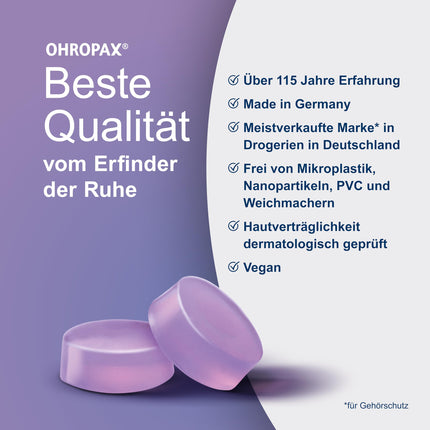 OHROPAX Good Night earplugs – pre-ear plugs made of moldable silicone – suitable for all ears and all sleeping positions – sound insulation value SNR 23 dB – for a peaceful and restful sleep – 8 pieces