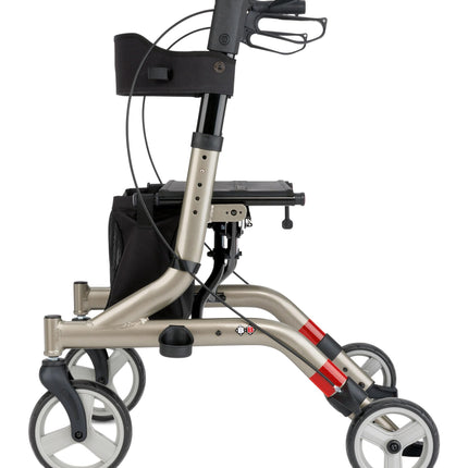 Bischoff &amp; Bischoff Capero Rollator, foldable – Lightweight rollator for indoor and outdoor use, walker with back strap, cane holder and removable mesh bag, platinum