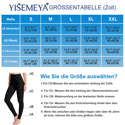 Medical compression stockings for women and men, 20–30 mmHg, progressive support tights, opaque toeless compression tights, class 2, suitable for varicose vein edema, TVT (black, XL)