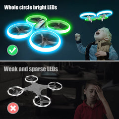 AVIALOGIC Q9s Drone for Kids with Altitude Hold and Headless Mode, RC Quadcopter with Blue &amp; Green Lights and 2 Batteries, Toy Drone for Kids and Beginners