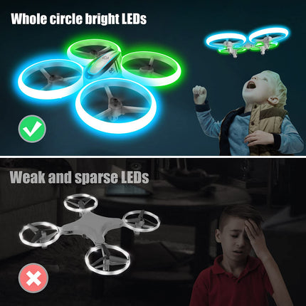 AVIALOGIC Q9s Drone for Kids with Altitude Hold and Headless Mode, RC Quadcopter with Blue &amp; Green Lights and 2 Batteries, Toy Drone for Kids and Beginners