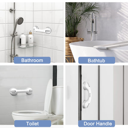 Newthinking Shower Grab Bar with Suction Cup 30CM, Shower Grab Bar Without Drilling, Bathtub Grab Bar Bathroom Walking Aid for Seniors Bathroom, 2 Pieces