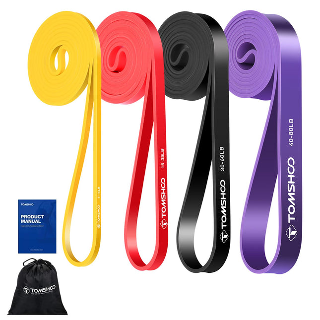 TOMSHOO Resistance Bands, 5 Pack, Skin-Friendly Latex Pull-Up Bands for Crossfit, Stretching, Powerlifting, Gym, Home, Yoga, Strength Training, Workout Bands for Men and Women