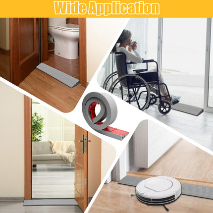 Threshold ramp, 100x6.5x2.5CM door threshold ramps, PVC wheelchair ramp, non-slip surface, rubber ramp, access ramp, threshold ramp for wheelchairs, strollers, walkers or e-scooters (gray, 2.5)