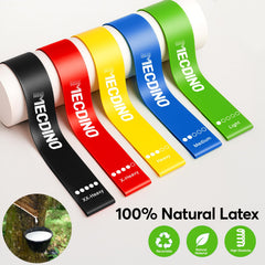 Fitness bands set of 5, resistance bands with 5 resistance levels, natural latex resistance bands, exercise bands for muscle building, Pilates, yoga and fitness