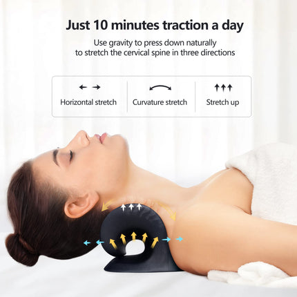 Cozyhealth Neck and Shoulder Massager, Neck Stretcher for Neck Pain Relief, Neck Stretcher Chiropractic Pillow for Cervical Spine Relaxation Pillow Neck (Black)
