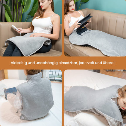 Nalezuns Electric Heating Pad for Back and Shoulder, 60 x 100 cm Heat Wrap with Fast Heating, 6 Temperature Levels with 4 Timers, Heating Pad for Back, Auto-OFF Timer, Flannel Material, Washable