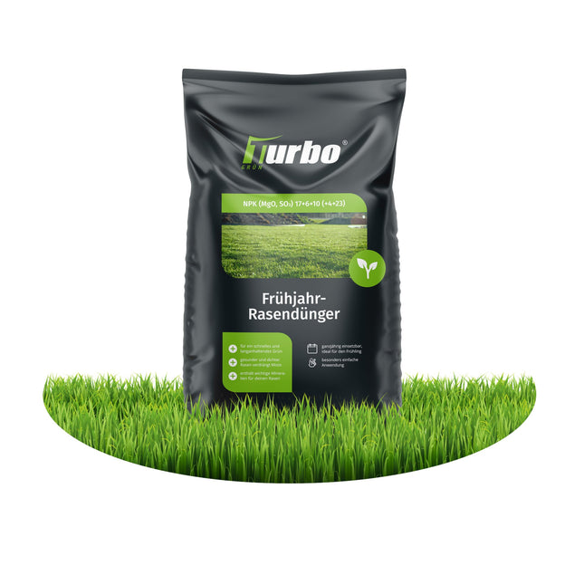 Turbogreen lawn fertilizer spring 20kg, healthy lawn, displaces moss, ideal for spring and summer, suitable for spreader, low-dust granules, lawn fertilizer