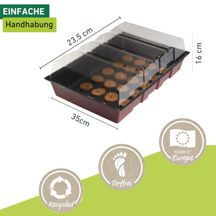 Windhager Indoor Greenhouse MAXI Window Sill Greenhouse Plant Cultivation incl. 24 Growing Tablets, terracotta/anthracite, 23.5 x 35 x 11 cm