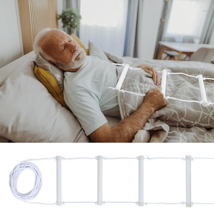 Amexo Bed Ladder Raising Aid, Bed Safety Ladder Assistant Straps, Adjustable Bed Rope Ladder with 4 Handles, Assist Bed Ladder for Elderly, Seniors, Injured, Pregnant Women, Disabled
