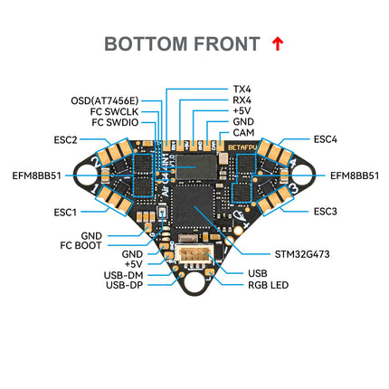 BETAFPV G473 4IN1 Air Brushless Flight Controller Lightweight 1S AIO FC with 16MB BlackBox BB51 Bluejay 96K ESC OSD Chip SPI Connection External UART Port for 1S FPV Whoop Drone Quad like Air65/Air75