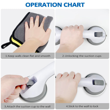 Fousenuk Grab Bars for Seniors, 2 Pack Shower Without Drilling Bathroom, Suction Cup Shower Handle with Bathtub Handle Support Handle, Disabled Toilet Grab Bar, Suction Handle Bathtub for Disabled Elderly People