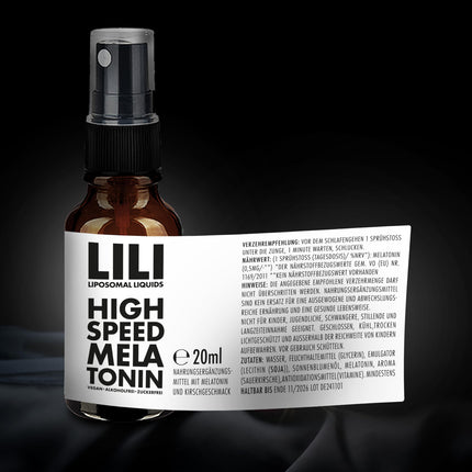 High Speed ​​Melatonin Spray – liposomal liquid as a melatonin spray with 0.5 mg melatonin per spray | 160 sprays | vegan, alcohol-free &amp; sugar-free