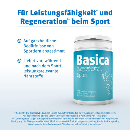 Basica® Drinking Base Powder for Athletes | Citrus Flavor | Carbohydrate-Electrolyte Solution | Alkaline Minerals &amp; Vitamins | For Performance* and Regeneration** During Sports | 660-Gram Can