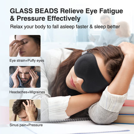 Umisleep 2024 Weighted Sleep Mask for Men &amp; Women, 3D Eye Mask Sleep Mask for Pressure Relief, 100% Light Blocking Sleep Mask with Adjustable Strap for Travel, Yoga, 120 g, Black