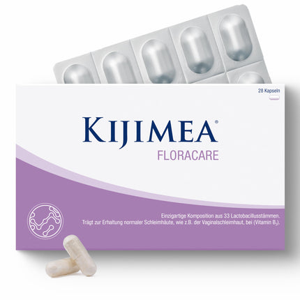 Kijimea FloraCare – modeled on the natural vaginal microbiome | 33 specially coordinated lactic acid bacteria for the vagina in high dosage + vitamins B2, B3, B7 and zinc - 28 pcs