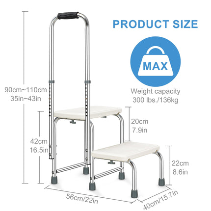 REAQER Bathtub Step with Grab Bar for Seniors… White