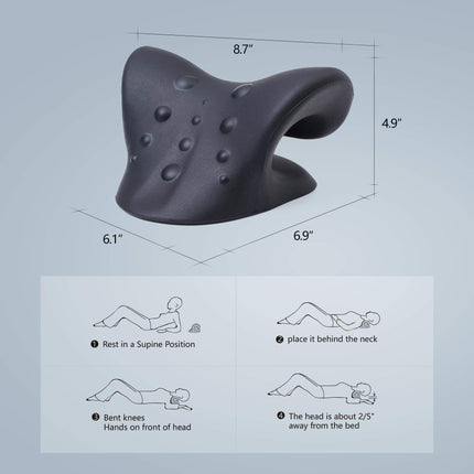 Cozyhealth Neck and Shoulder Massager, Neck Stretcher for Neck Pain Relief, Neck Stretcher Chiropractic Pillow for Cervical Spine Relaxation Pillow Neck (Black)