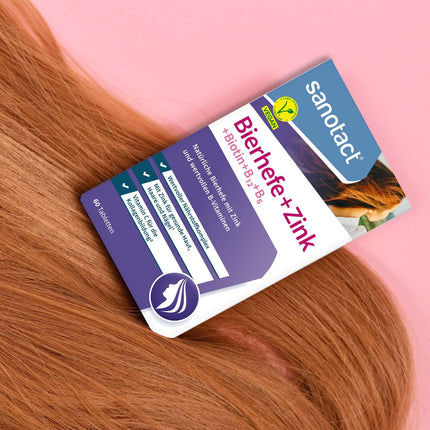 sanotact Brewer's Yeast + Zinc (60 tablets) • For skin, hair &amp; nails • Vitamin complex with brewer's yeast, zinc, biotin, vitamin B12, B6 &amp; vitamin C • Skin &amp; hair vitamins • 100% vegan