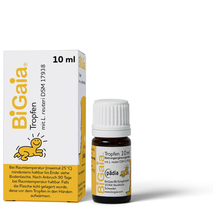 BiGaia® Drops 10ml, with the natural lactic acid bacterium L. reuteri to support the intestinal flora, safe for use by infants from birth