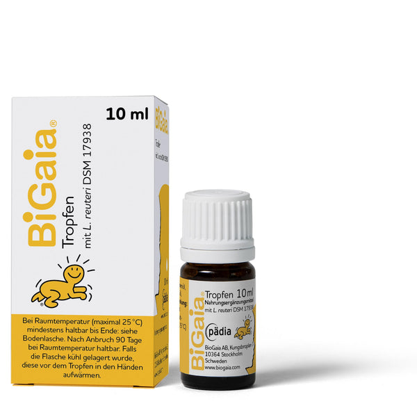 BiGaia® Drops 10ml, with the natural lactic acid bacterium L. reuteri to support the intestinal flora, safe for use by infants from birth