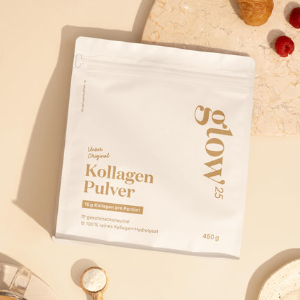 Glow25® Collagen Powder [450g] - Our Original - Collagen Hydrolysate - Peptides Type 1 and 3 - Good Solubility - Neutral