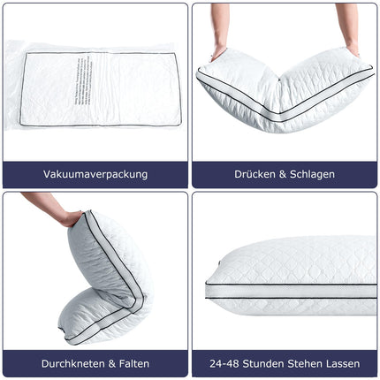 Slybear pillow 40x80 cm set of 2, orthopedic side sleeper pillow with premium filling, breathable neck pillow, sleeping, sitting, bed, sofa pillow for allergy sufferers, soft and supportive, washable