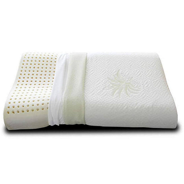 Evergreenweb Ergonomic neck support pillow 40x80 h9 cm made of latex with core made of 100% orthopedic latex and pillowcase Aloe Vera pillow, pillow, neck pillow