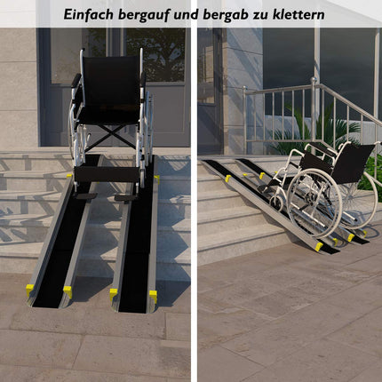 COSTWAY 2 x wheelchair ramps up to 270 kg, 121.5-212.5 cm, telescopic ramp with anti-slip surface, telescopic ramp pair aluminum, non-slip loading ramp, aluminum ramp
