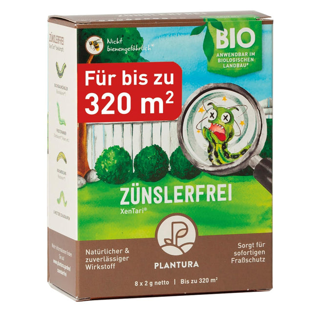 Plantura Xentari Caterpillar-Free &amp; Moth-Free against box tree moths and pest caterpillars, extremely effective &amp; biological spray, not harmful to bees, 8 x 2g sachets