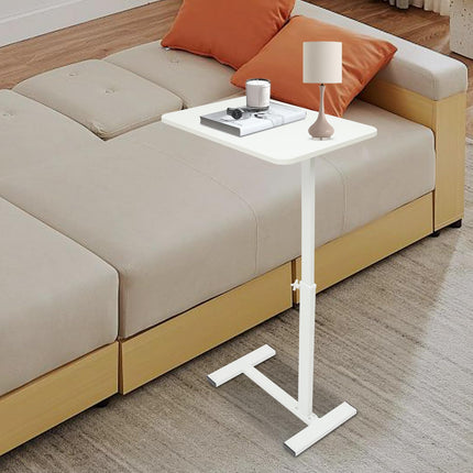 Caskunbsy Bedside Table, Overbed Table on Wheels, Height-Adjustable, Adjustable Bedside Table for Hospital and Home, Rolling Laptop Table (White)