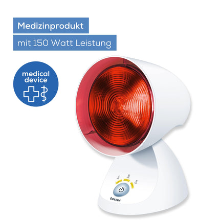 Beurer IL 35 infrared lamp, soothing and warming infrared light with 3-stage timer, 5 tilt angles, relaxes muscles and relieves tension, 1 piece, white