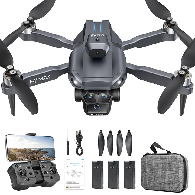 HYTOBP M°max Drone with 1080P Camera for Adults, Drones for Kids Brushless Motor, RC Drone, 3 Batteries, 5G WiFi, Altitude Hold, One-Button Takeoff/Landing, Headless Mode, 3D Flip