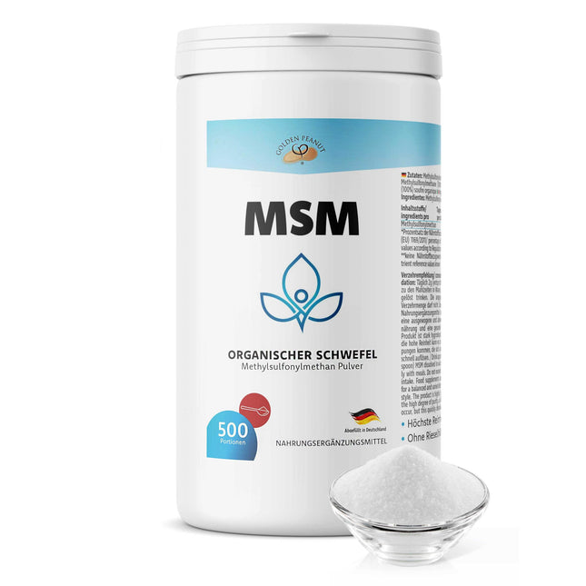 GOLDEN PEANUT MSM 1 kg can, methylsulfonylmethane, highest purity, organic sulfur without additives and anti-caking agents