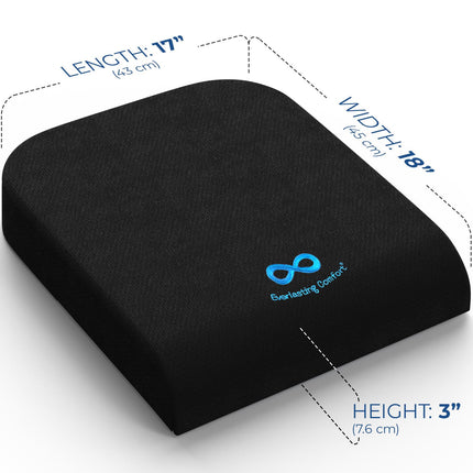 Everlasting Comfort Wheelchair Cushion – Ergonomic Seat Cushion with Memory Foam – Gel Seat Cushion for Pain Relief (Black)