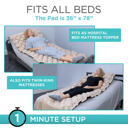 Alternating Pressure Mattress by Vive - Includes Electric Pump &amp; Mattress Pad - Best Inflatable Bed Pad for Pressure Ulcer and Pressure Sore Treatment - Fits Standard Hospital Beds