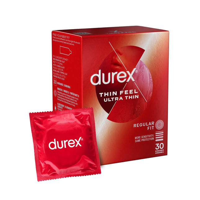 Durex Real Feel Ultra Condoms – Extra thin tip &amp; lubricated with silicone gel – 30-pack (1 x 30 pieces)