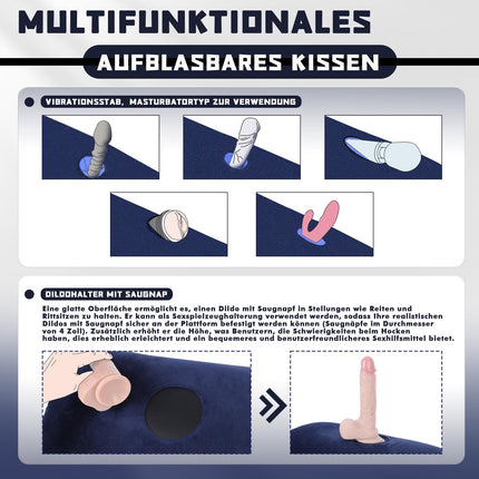 Inflatable Erotic Sex Pillow with Pump, Sex Positions Lumbar Pillow for Women G Spot Stimulate, Sex Ramp Pillow Dildo Holder with Suction Cup for Adult Games