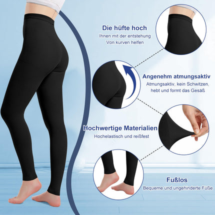Medical compression stockings for women and men, 20–30 mmHg, progressive support tights, opaque toeless compression tights, class 2, suitable for varicose vein edema, TVT (black, XL)