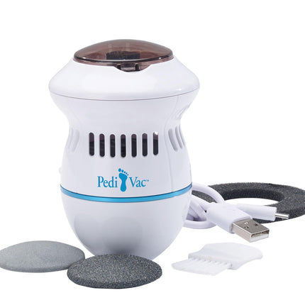 PediVac - electric callus remover - rechargeable - callus planer - callus rasp - foot care - pedicure - 2 attachments [coarse &amp; fine]