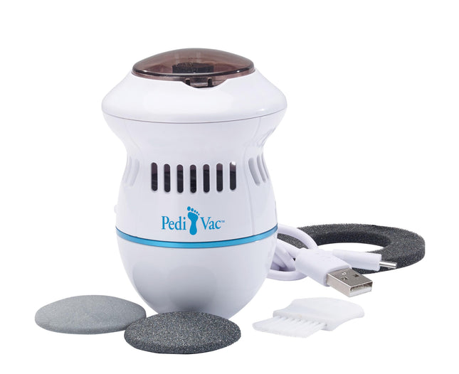 PediVac - electric callus remover - rechargeable - callus planer - callus rasp - foot care - pedicure - 2 attachments [coarse &amp; fine]